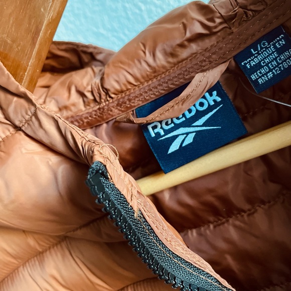 Reebok Orange Puffer Hooded Coat Size Large - Picture 9 of 11